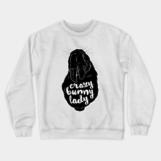 Crazy Bunny Lady Crewneck Sweatshirt by Firlefanzzz